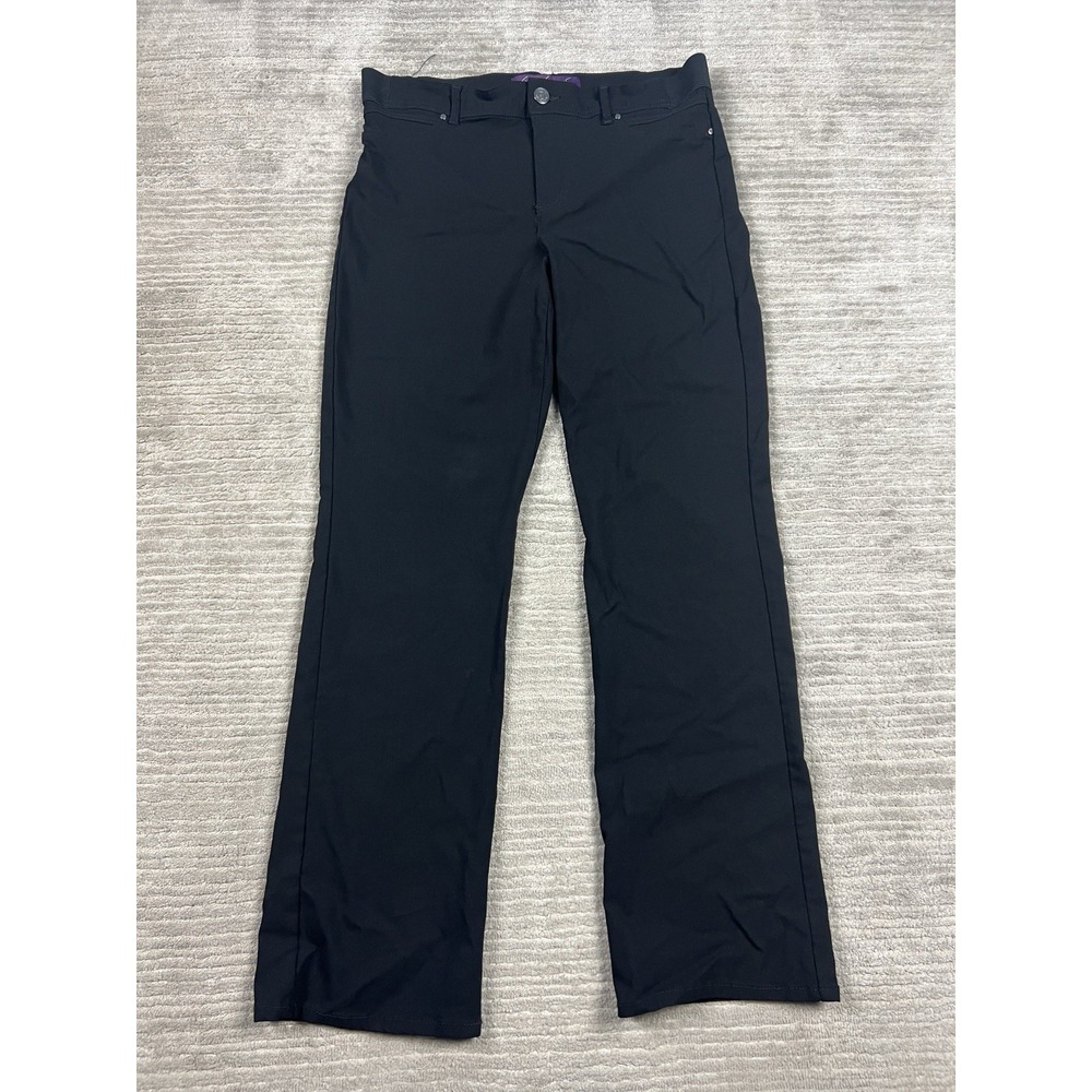 Gloria Vanderbilt Stretch Jeans Womens 12 Black Faux Front Pockets Straight‎ Leg